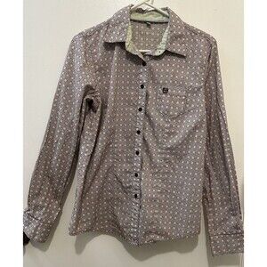 Cinch Western Button Up Medallion Geometric Long Sleeve Shirt Womens L Green